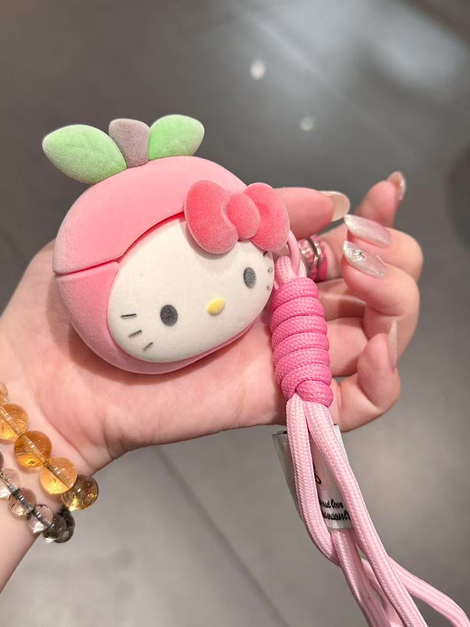 Adorable Hellokitty Plush AirPods Case with Lanyard - Kawaii Pink Cartoon Design, Fits AirPods 1, 2, 3, 4, Pro & Pro 2