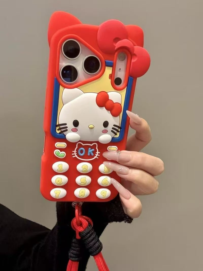 3D Cartoon Hellokitty Case for iPhone 17 Pro Max 13 14 15 16 Pro Max Cute Silicone Kawaii Soft Protective Gel Shock-proof Back Cover for Kids Women Girls