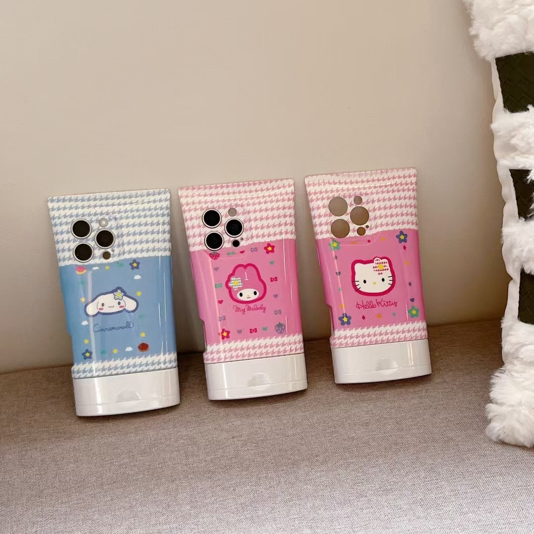 Adorable Cartoon Facial Foam - Inspired Hellokitty Phone Case for iPhone 16 Pro Max/15/14 Pro/13/12/11