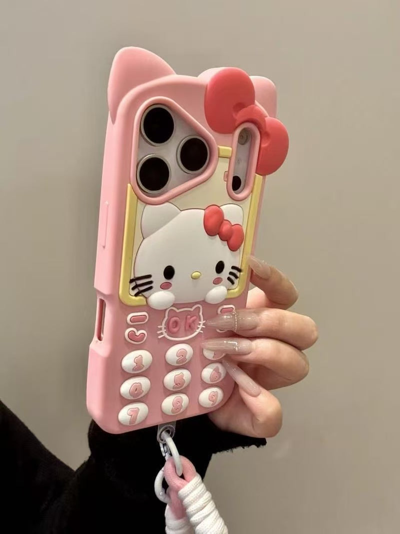 3D Cartoon Hellokitty Case for iPhone 17 Pro Max 13 14 15 16 Pro Max Cute Silicone Kawaii Soft Protective Gel Shock-proof Back Cover for Kids Women Girls