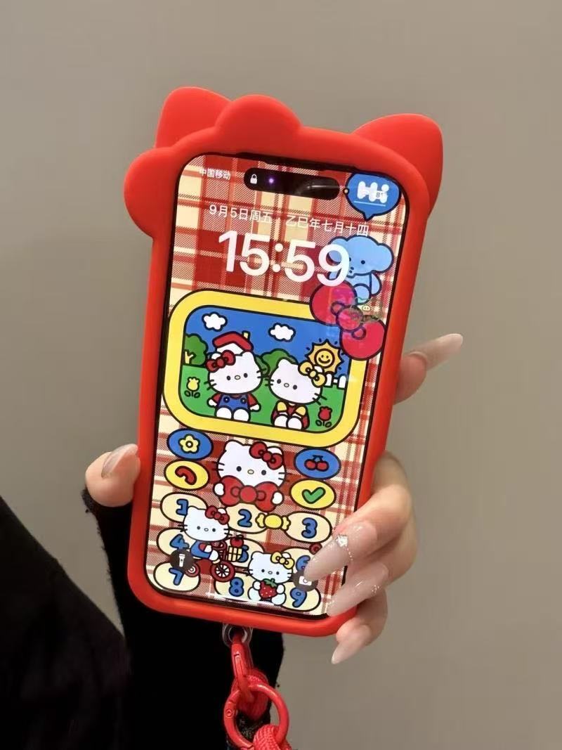 3D Cartoon Hellokitty Case for iPhone 17 Pro Max 13 14 15 16 Pro Max Cute Silicone Kawaii Soft Protective Gel Shock-proof Back Cover for Kids Women Girls