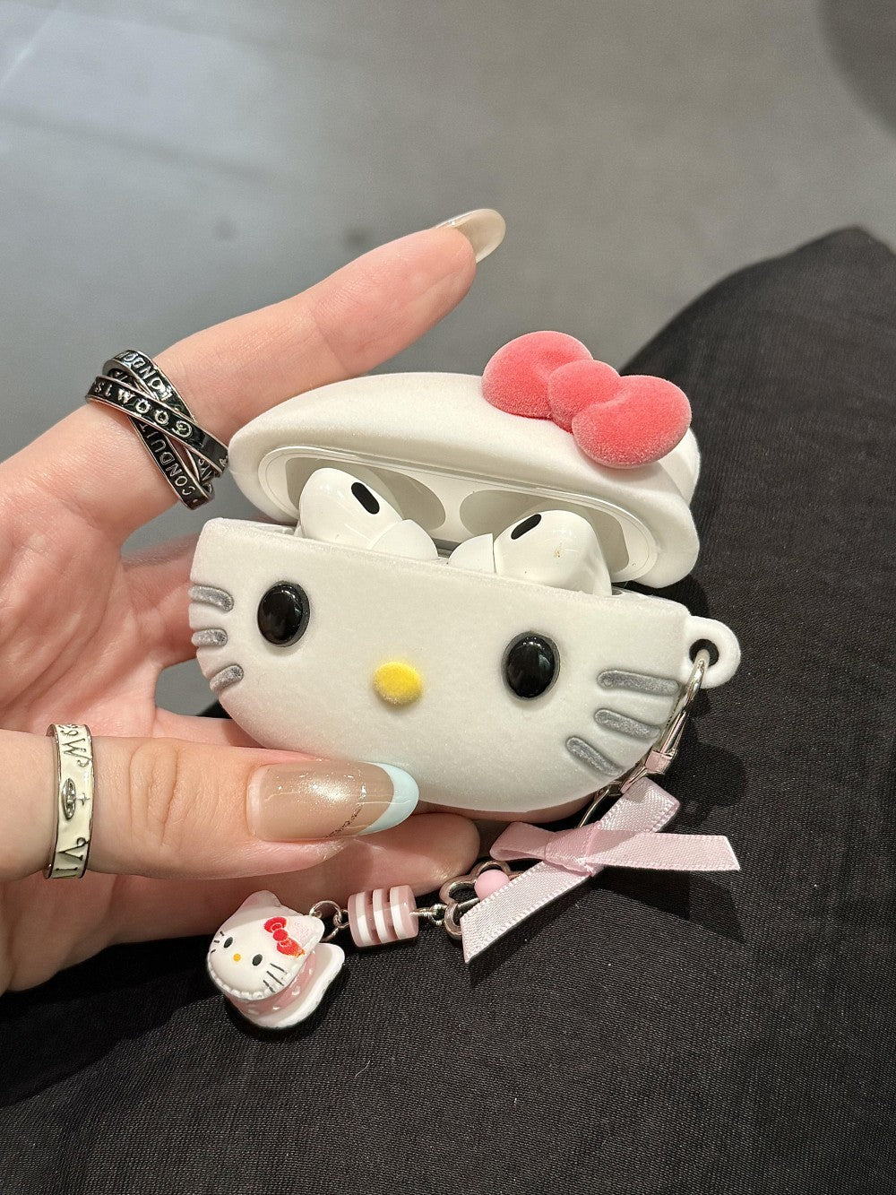 3D Cute Hellokitty Case for Airpods 4/3/2/1/Pro Case, Kitty Cat Kawaii 3D Cartoon Animals Full Protection Shockproof Soft Silicone Charging Case Cover for Girls Women Kids