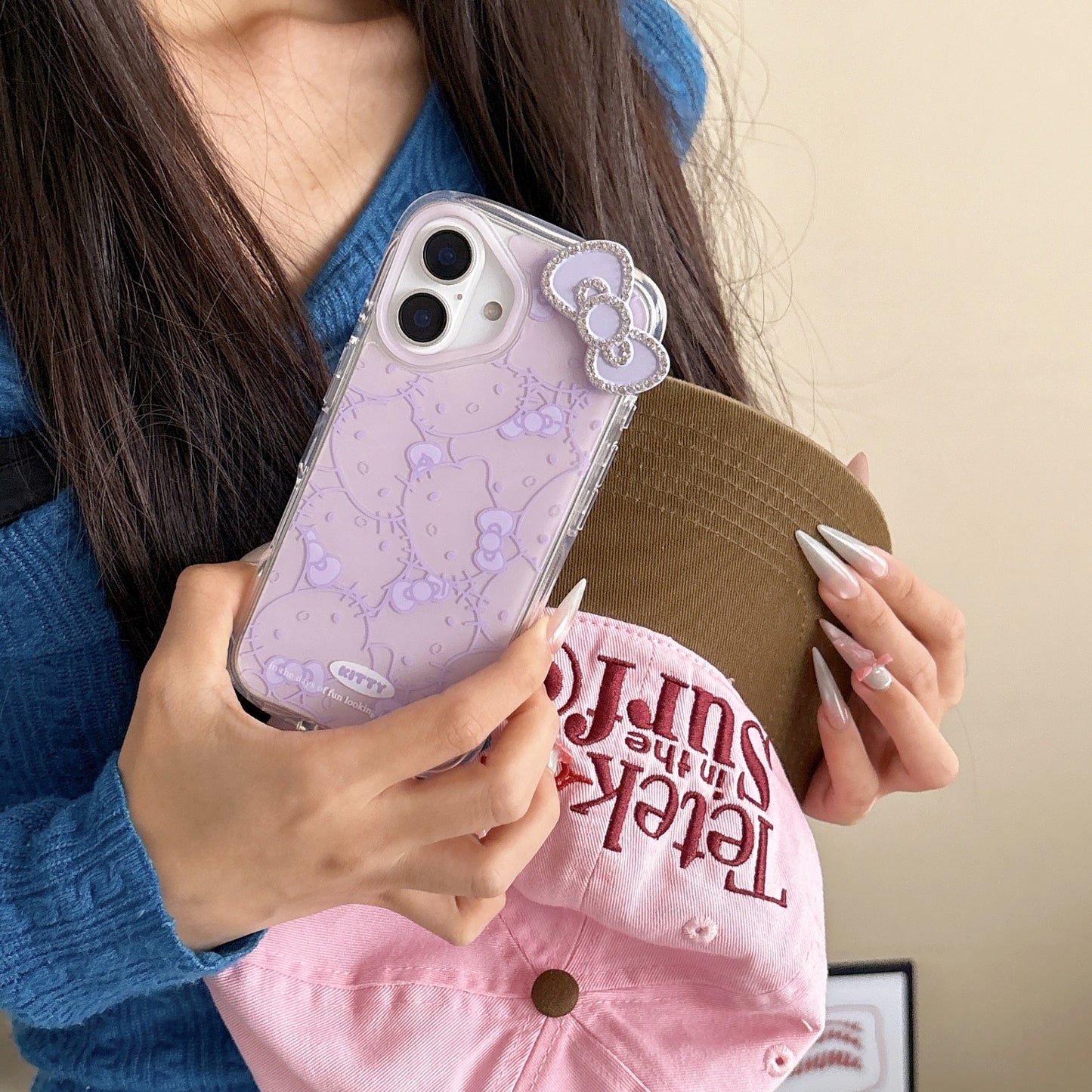 3D Bowknot Hellokitty iPhone Silicone Case - Cute Korean Style Full-Body Protective Soft Cover for Women