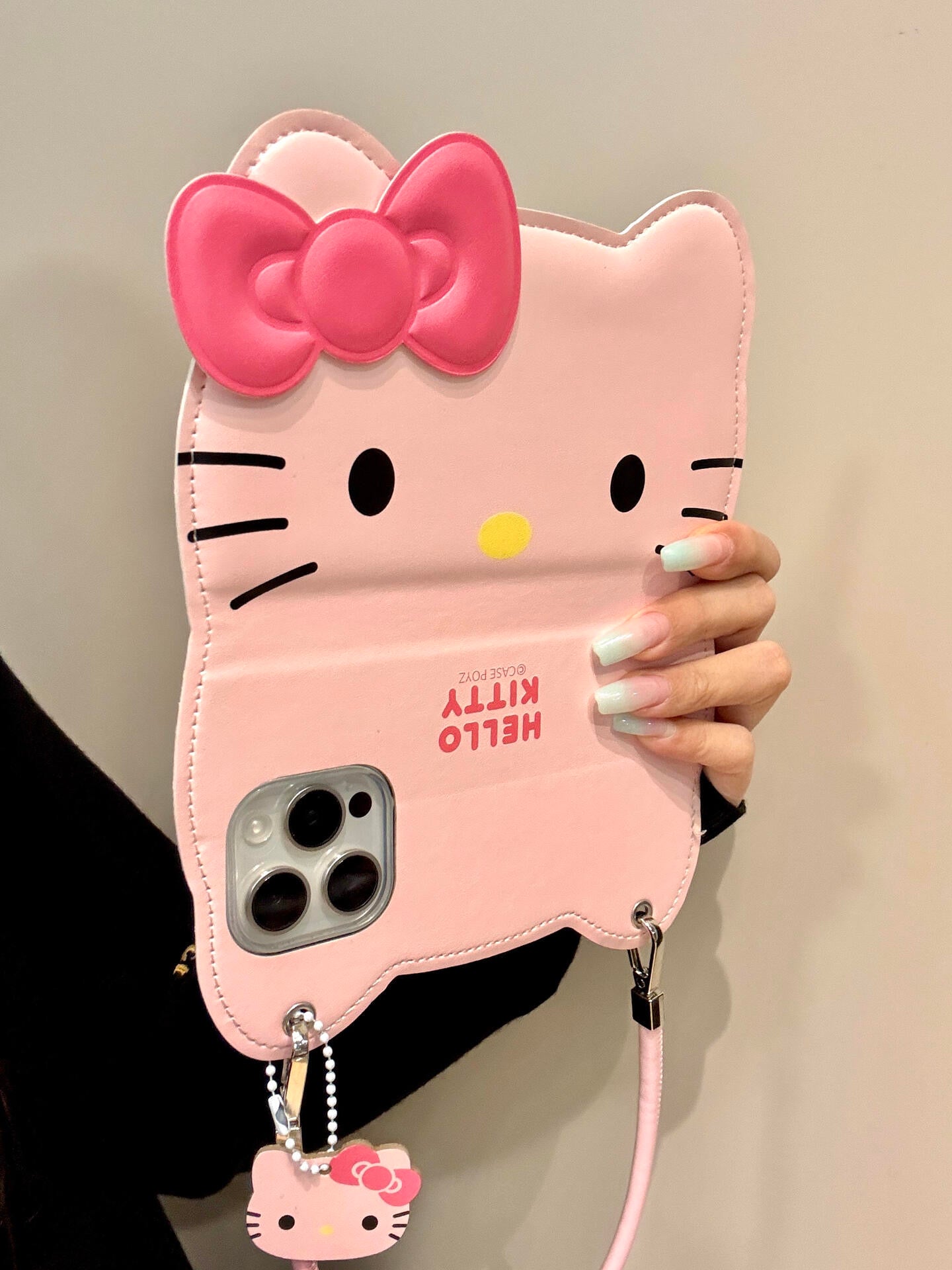 Cute Hellokitty Big Face Flip Phone Cases for iPhone and Huawei