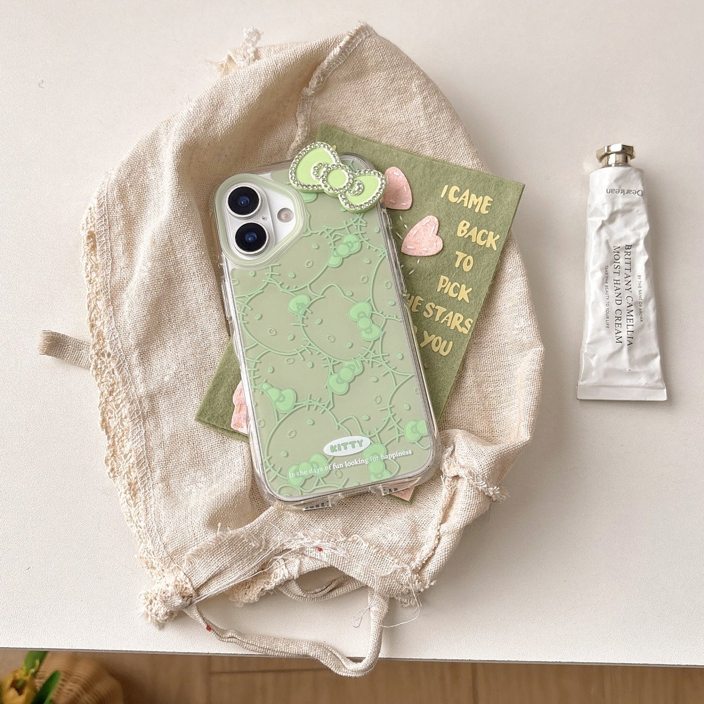 3D Bowknot Hellokitty iPhone Silicone Case - Cute Korean Style Full-Body Protective Soft Cover for Women