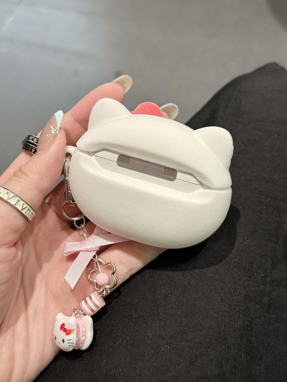 3D Cute Hellokitty Case for Airpods 4/3/2/1/Pro Case, Kitty Cat Kawaii 3D Cartoon Animals Full Protection Shockproof Soft Silicone Charging Case Cover for Girls Women Kids