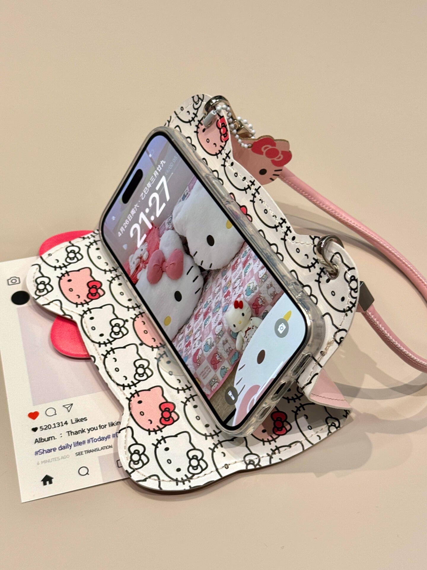 Cute Hellokitty Big Face Flip Phone Cases for iPhone and Huawei