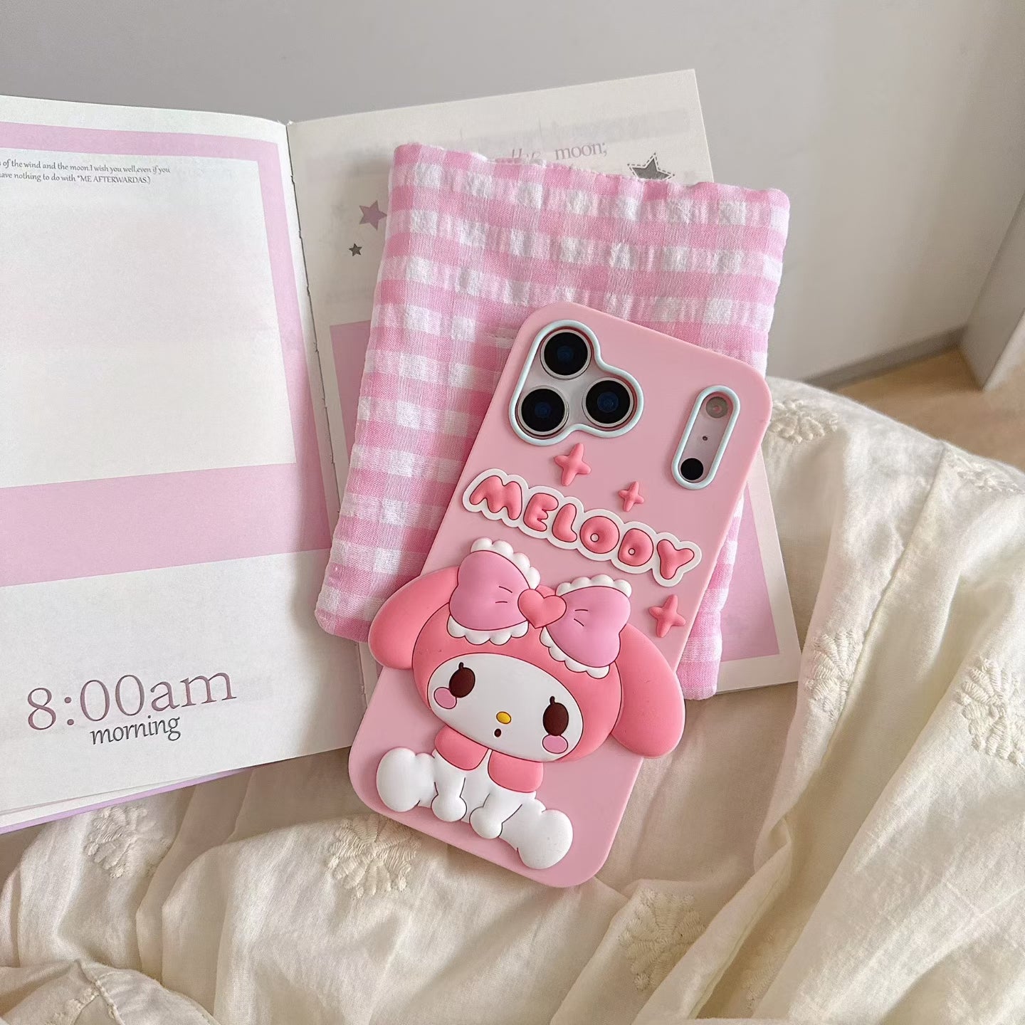 Cute 3D Cinnamoroll My Melody Phone Case for iPhone 17 Pro Max 16 15 14 13 12 11 Soft Silicone Kawaii Cartoon Protective Cover