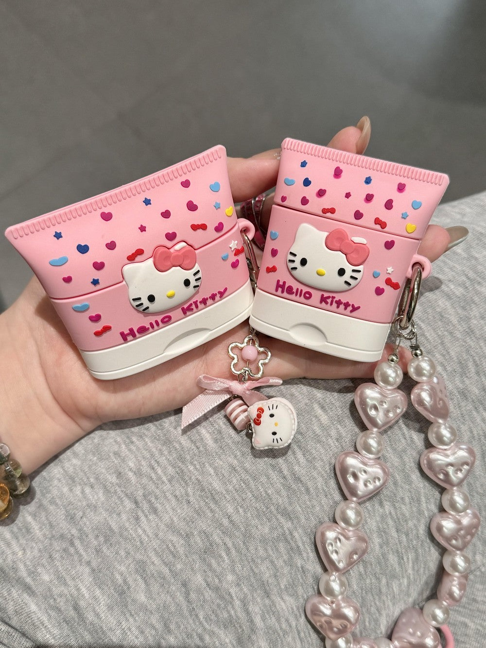 3D Cute Hellokitty BB Cream for Airpods 4/3/2/1/Pro Case, Kitty Cat Kawaii 3D Cartoon Animals Silicone Charging Case Cover for Girls Women Kids