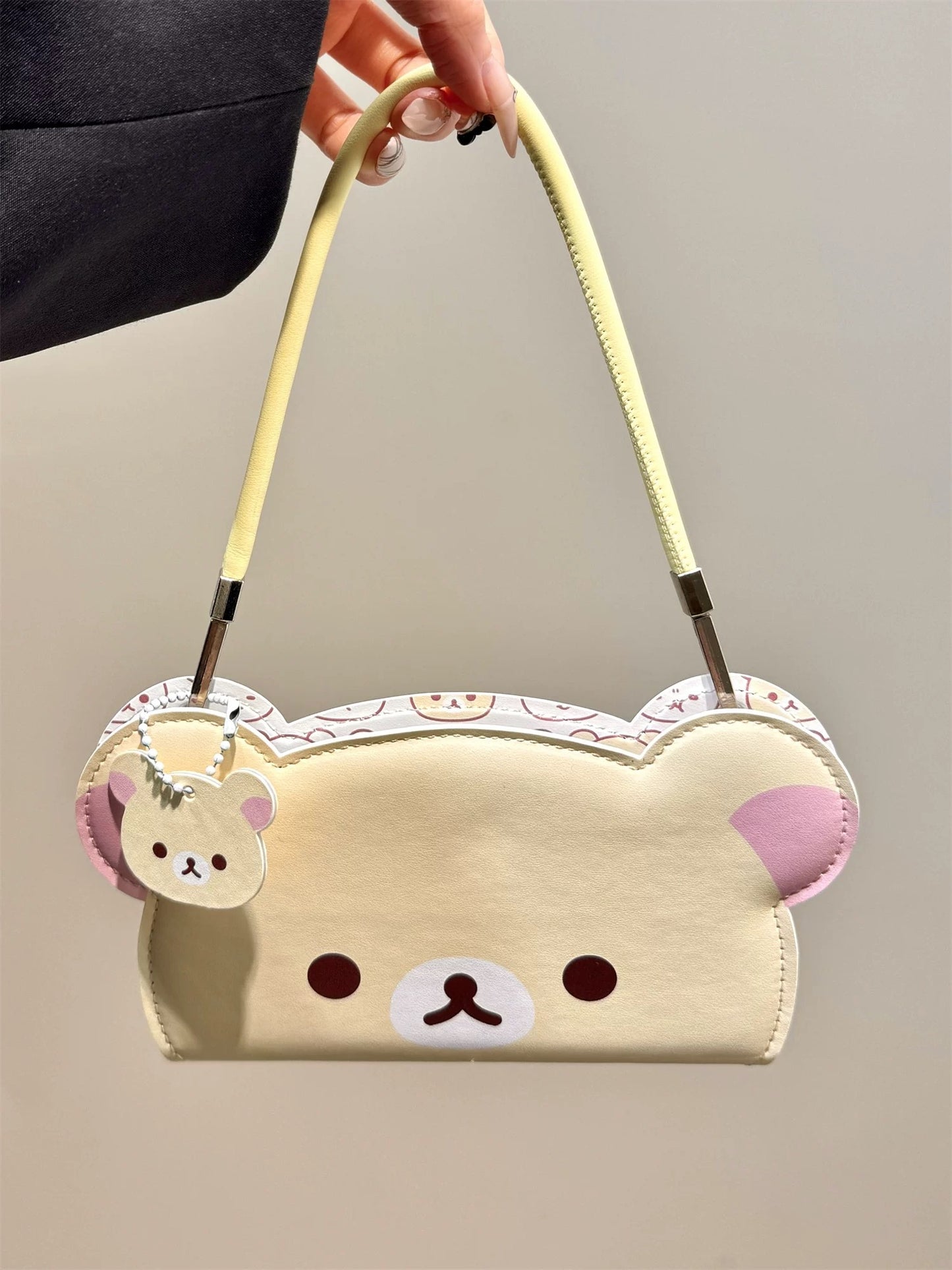 Cute Rilakkuma Bear Phone Case, 3D Cartoon Animal Shaped Leather Phone Cover with Strap, Unique Kawaii Phone Accessory