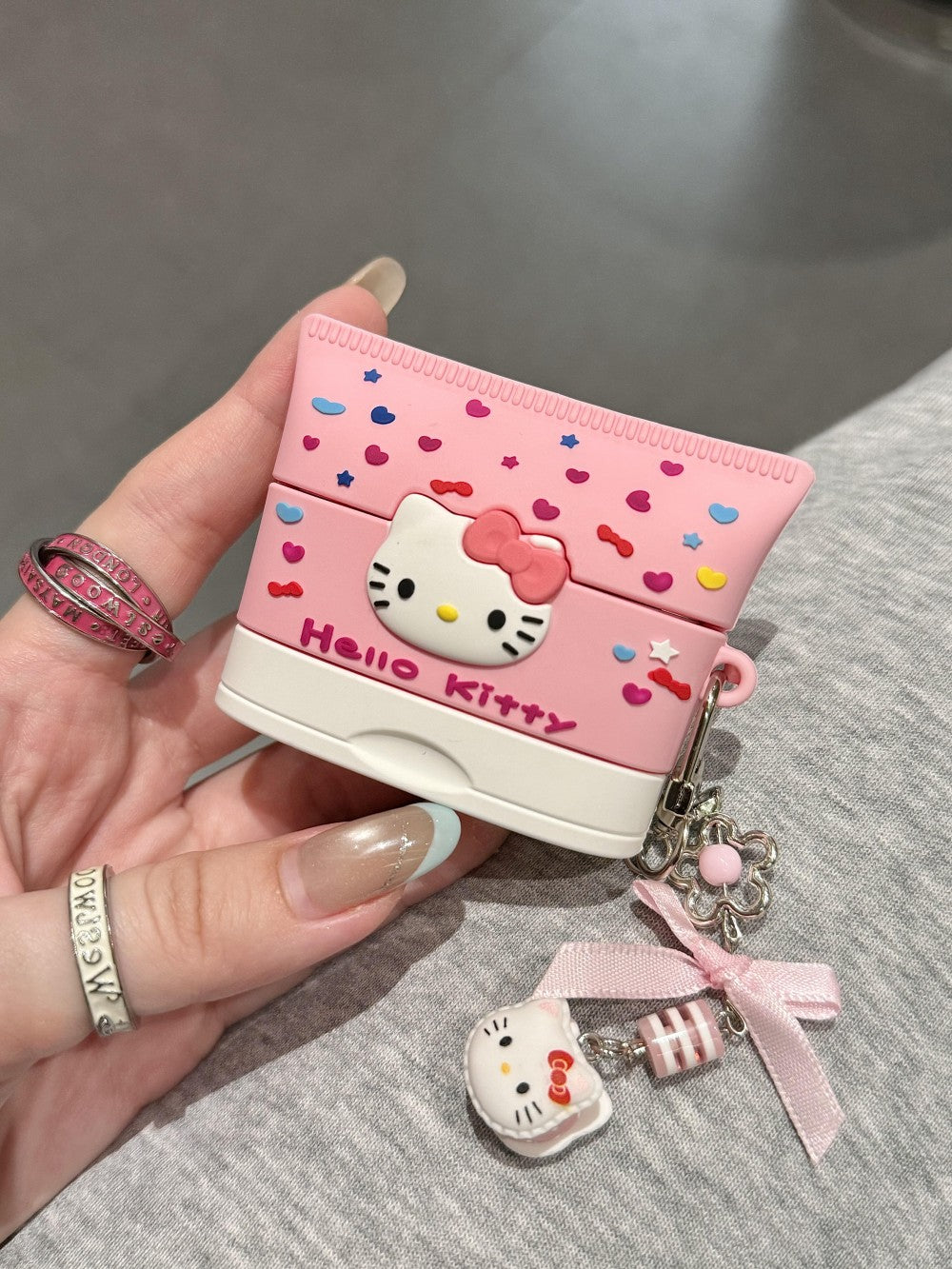 3D Cute Hellokitty BB Cream for Airpods 4/3/2/1/Pro Case, Kitty Cat Kawaii 3D Cartoon Animals Silicone Charging Case Cover for Girls Women Kids