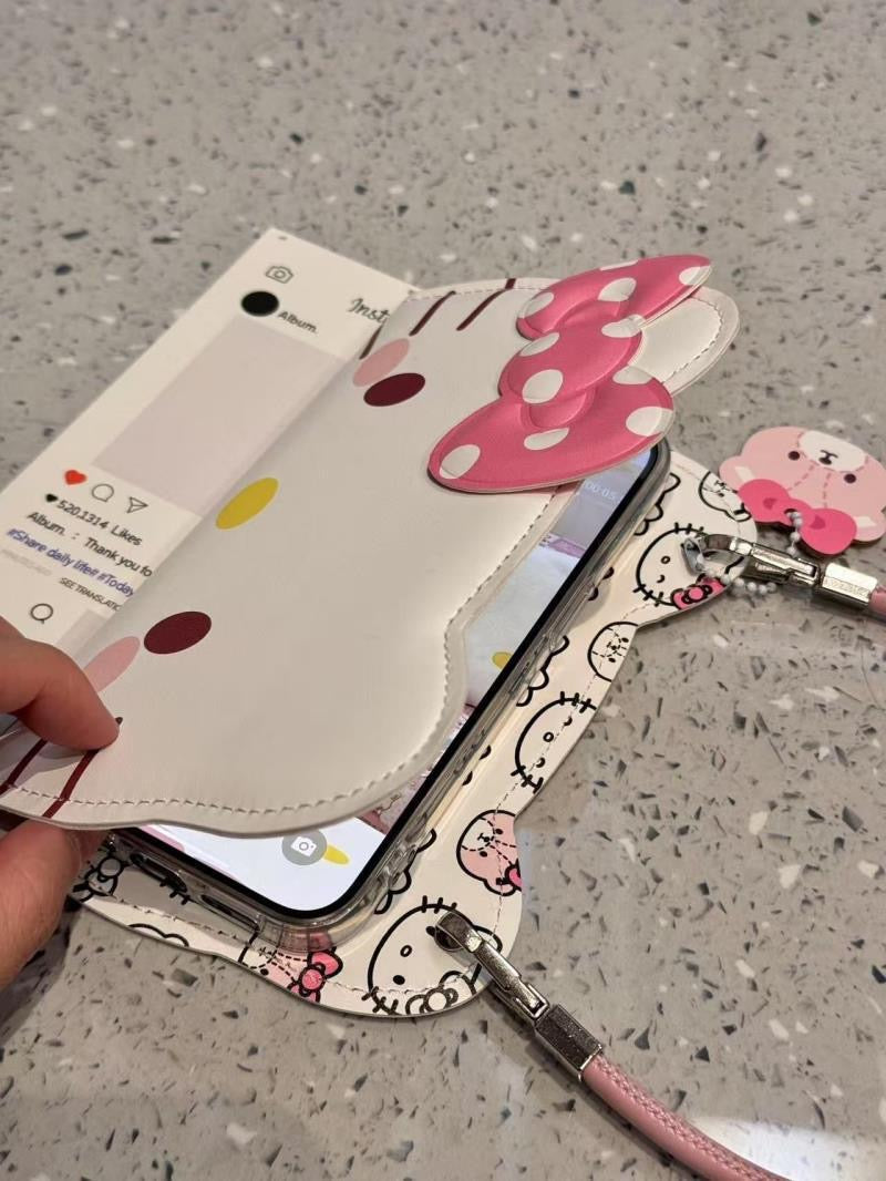 Cute Hellokitty Big Face Flip Phone Cases for iPhone and Huawei