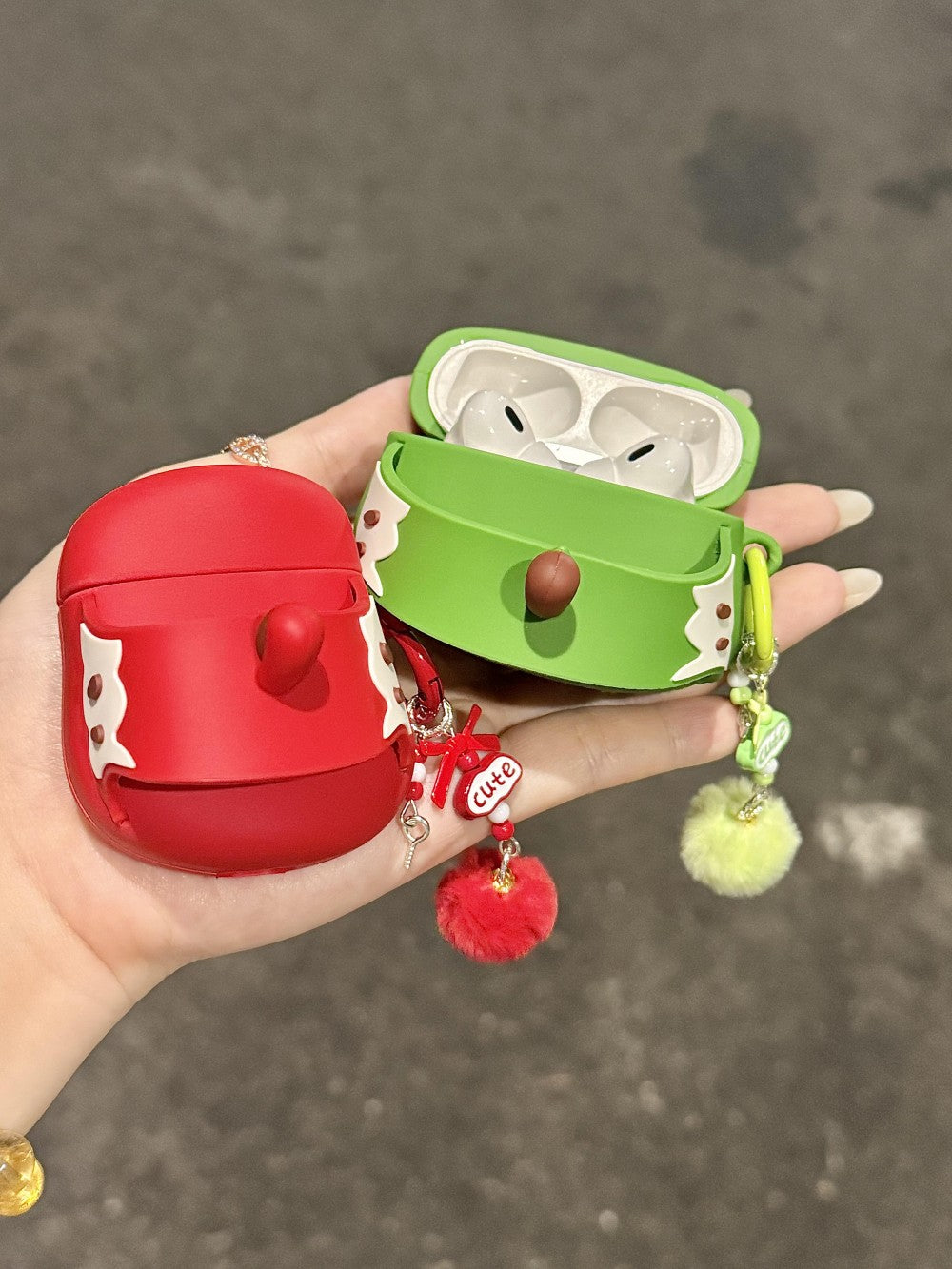 Cute Couple Apple Slippers AirPods Case Soft Silicone Romantic Design for Her & Him