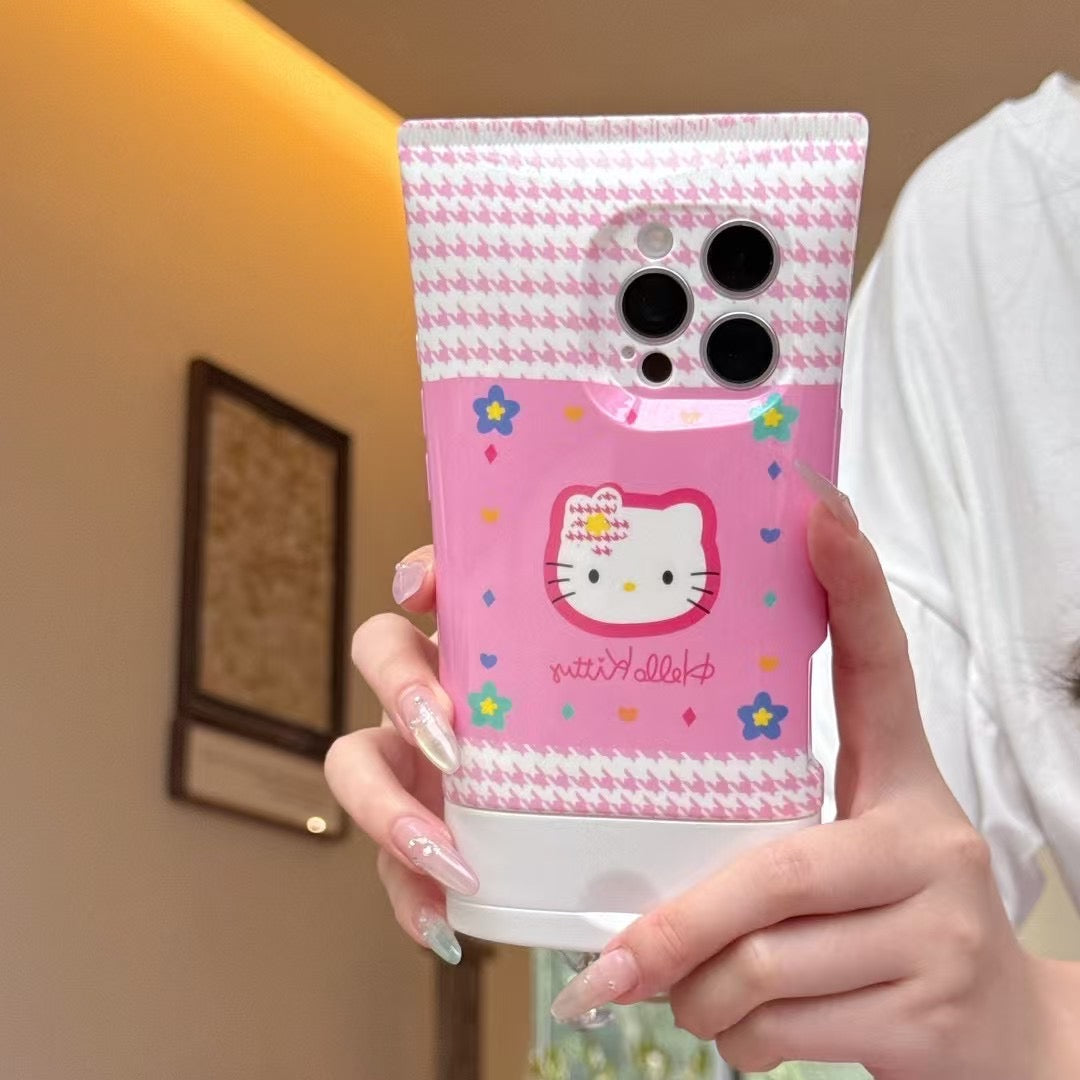 Adorable Cartoon Facial Foam - Inspired Hellokitty Phone Case for iPhone 16 Pro Max/15/14 Pro/13/12/11
