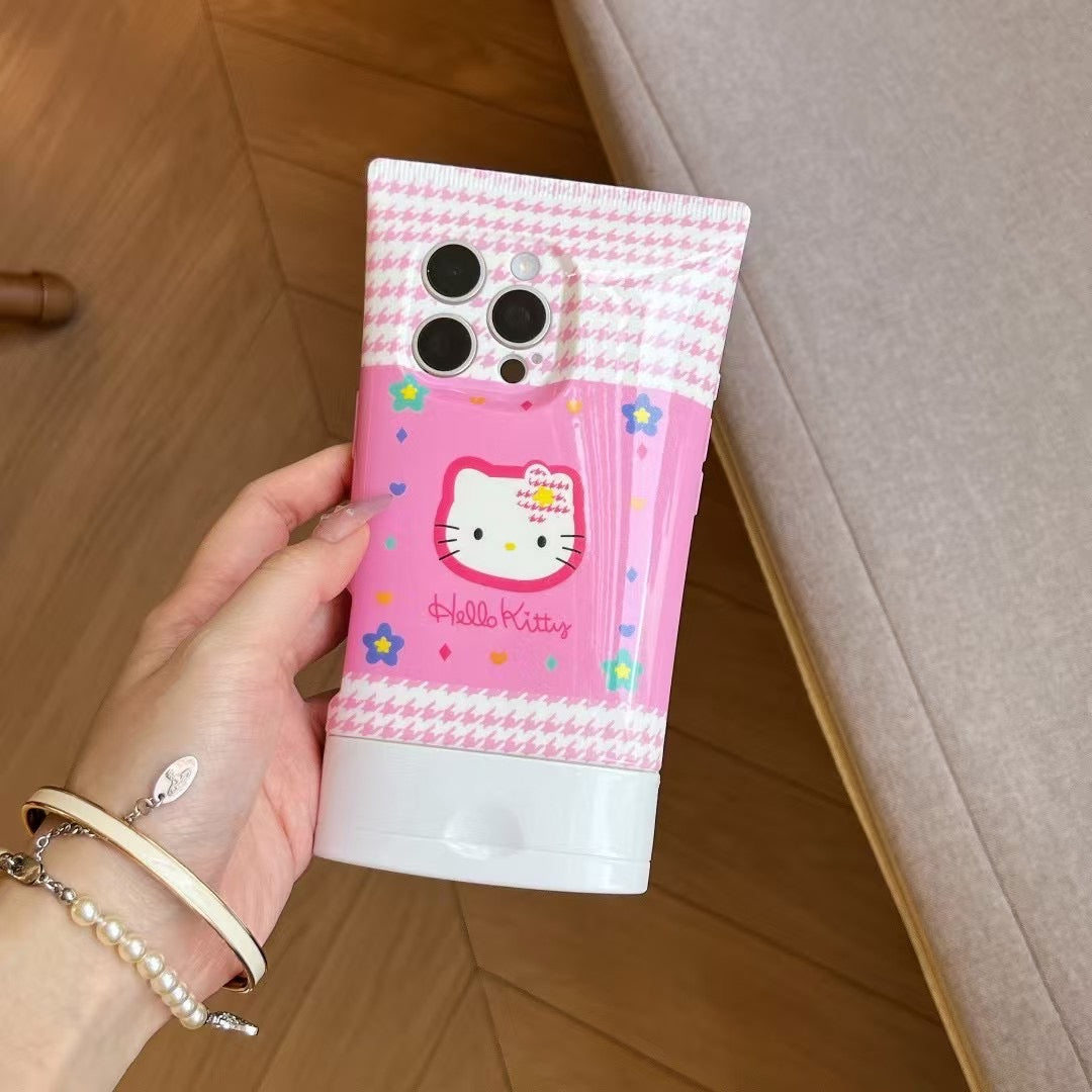 Adorable Cartoon Facial Foam - Inspired Hellokitty Phone Case for iPhone 16 Pro Max/15/14 Pro/13/12/11