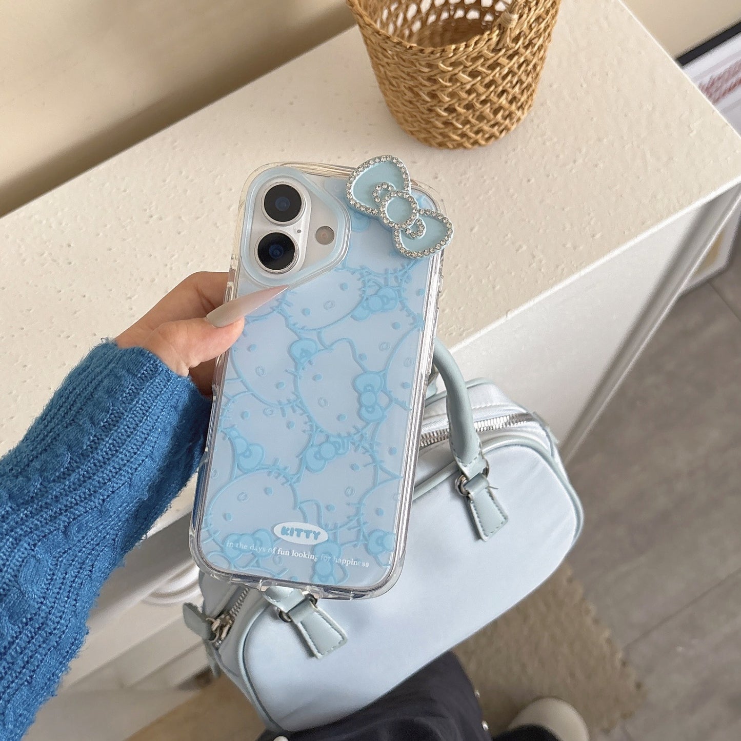 3D Bowknot Hellokitty iPhone Silicone Case - Cute Korean Style Full-Body Protective Soft Cover for Women