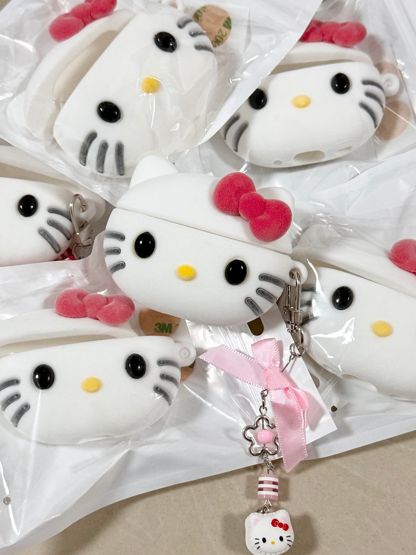 3D Cute Hellokitty Case for Airpods 4/3/2/1/Pro Case, Kitty Cat Kawaii 3D Cartoon Animals Full Protection Shockproof Soft Silicone Charging Case Cover for Girls Women Kids