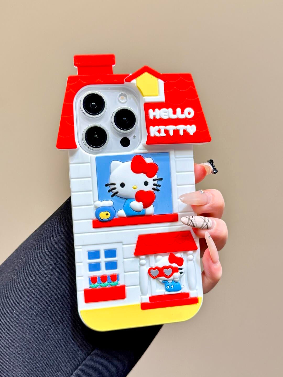 3D Cute Hellokitty House Phone Case,Cartoon Soft Silicone Adorable,Kawaii Animal Funny Kitty Cat Cover Case for Girls Teens Kids