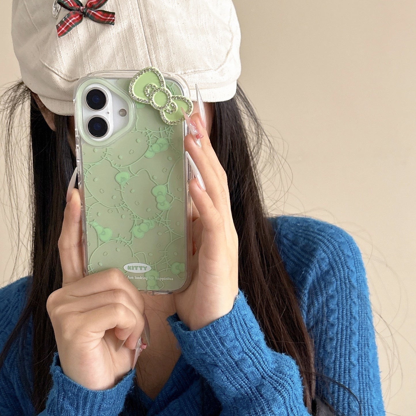 3D Bowknot Hellokitty iPhone Silicone Case - Cute Korean Style Full-Body Protective Soft Cover for Women