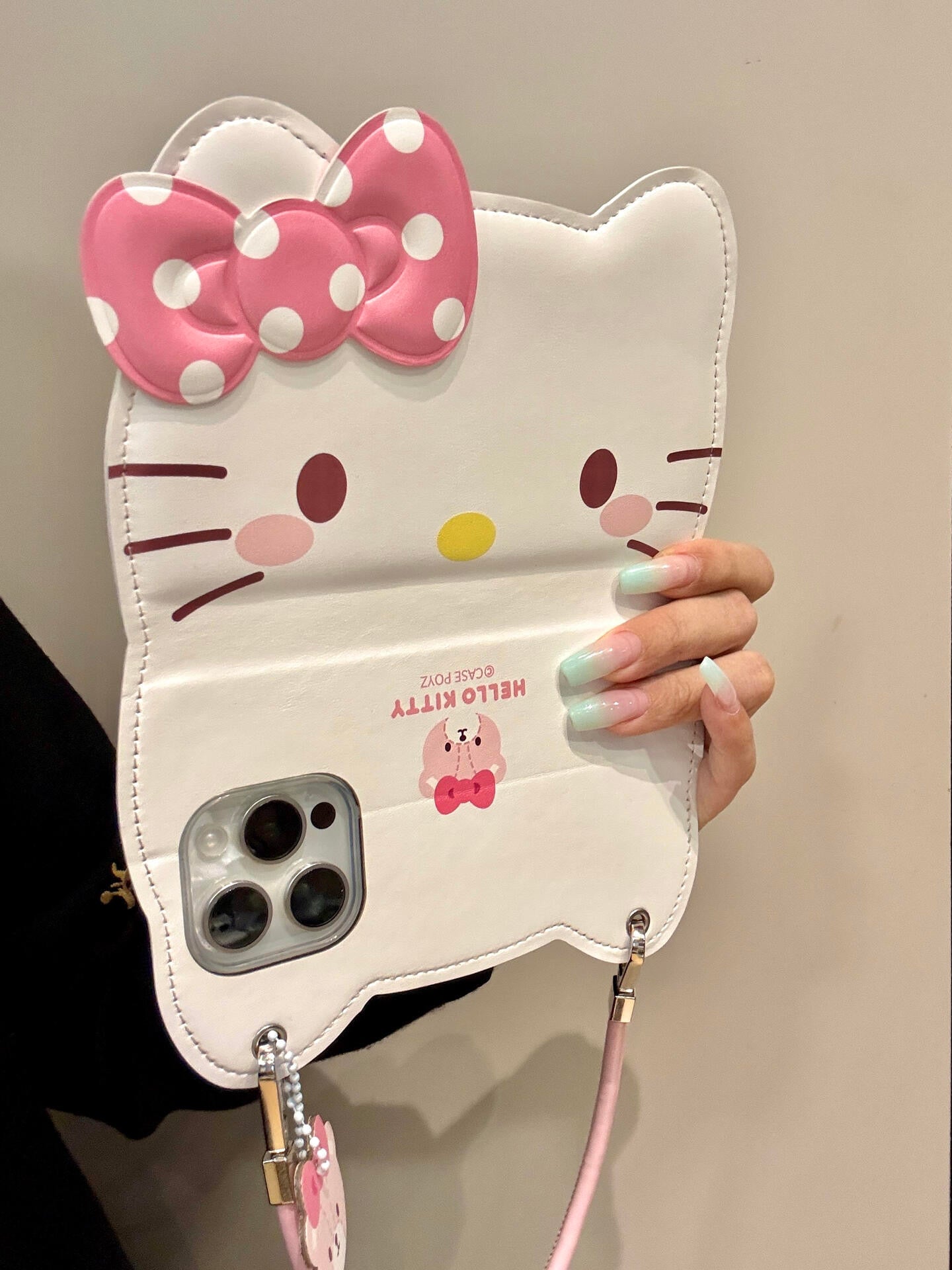 Cute Hellokitty Big Face Flip Phone Cases for iPhone and Huawei
