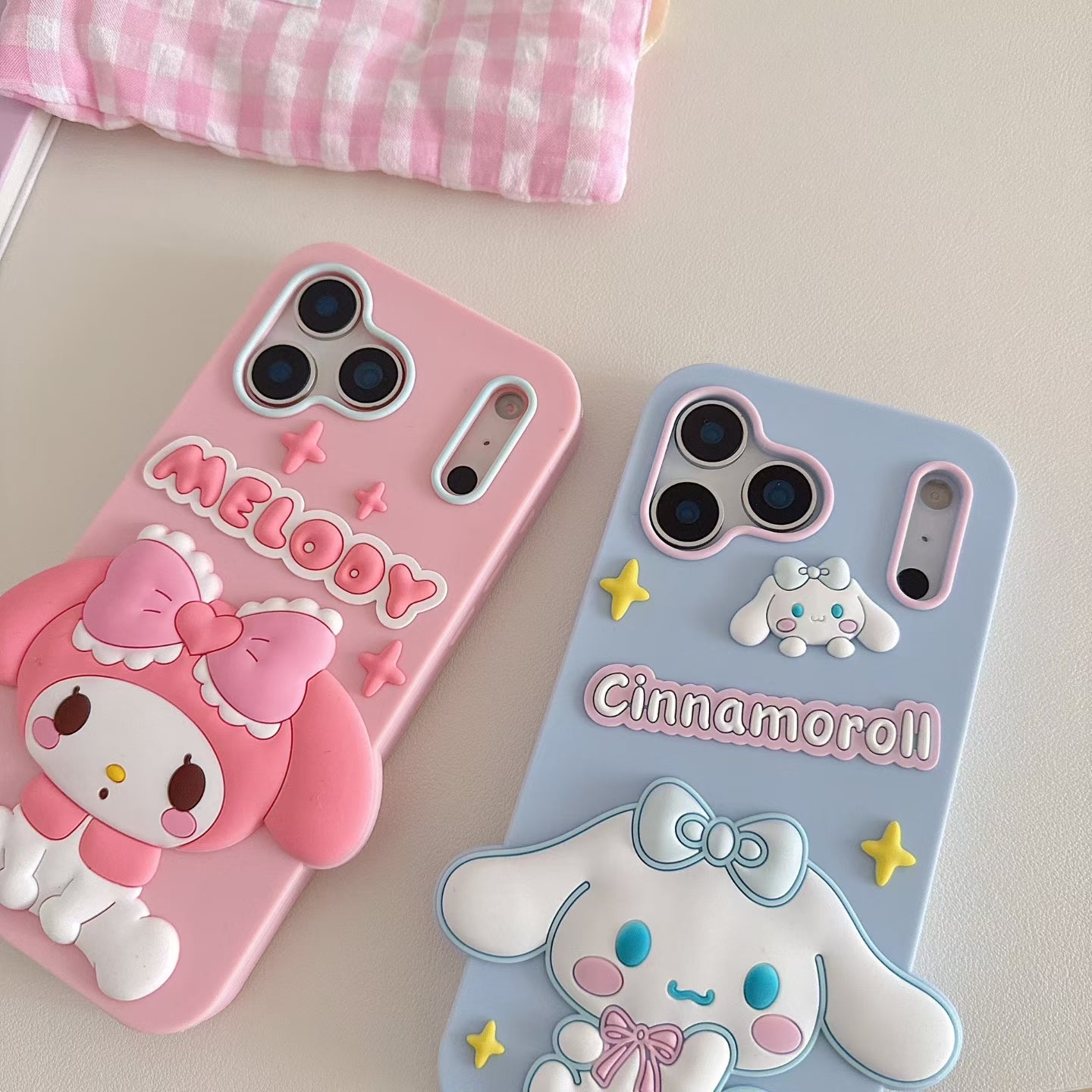Cute 3D Cinnamoroll My Melody Phone Case for iPhone 17 Pro Max 16 15 14 13 12 11 Soft Silicone Kawaii Cartoon Protective Cover