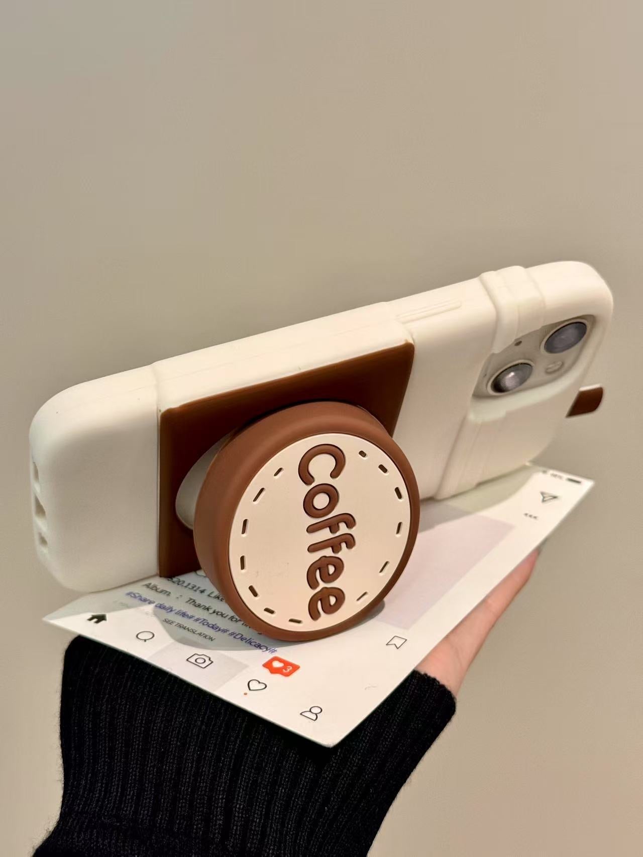 Cute Coffee Mug Phone Case with Stand Function | Adorable Coffee-Themed Phone Accessory