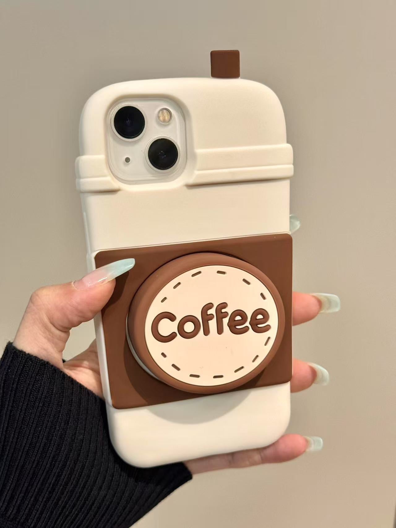 Cute Coffee Mug Phone Case with Stand Function | Adorable Coffee-Themed Phone Accessory