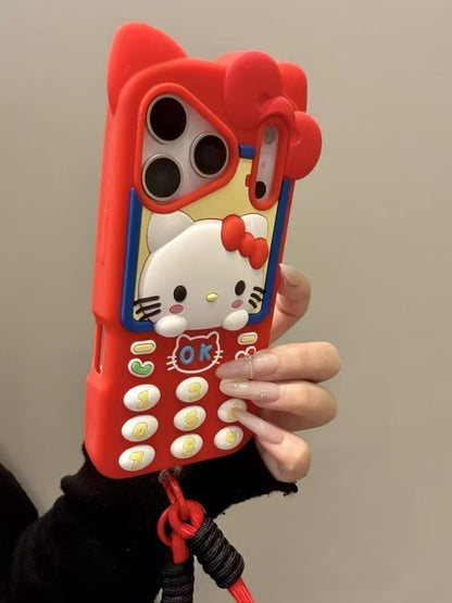 3D Cartoon Hellokitty Case for iPhone 17 Pro Max 13 14 15 16 Pro Max Cute Silicone Kawaii Soft Protective Gel Shock-proof Back Cover for Kids Women Girls