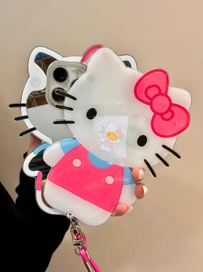Hellokitty Cute Mirror Phone Case with Lanyard | Kawaii Phone Accessory for Girls & Women