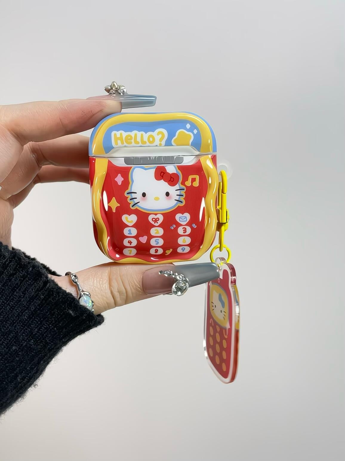 Airpods 4/3/2/1/Pro Hellokitty Case, Cute Kitty Cat 3D Cartoon Animals Full Protection Shockproof Soft Silicone Charging Case Cover for Girls Women Kids