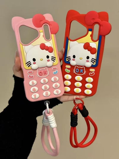 3D Cartoon Hellokitty Case for iPhone 17 Pro Max 13 14 15 16 Pro Max Cute Silicone Kawaii Soft Protective Gel Shock-proof Back Cover for Kids Women Girls