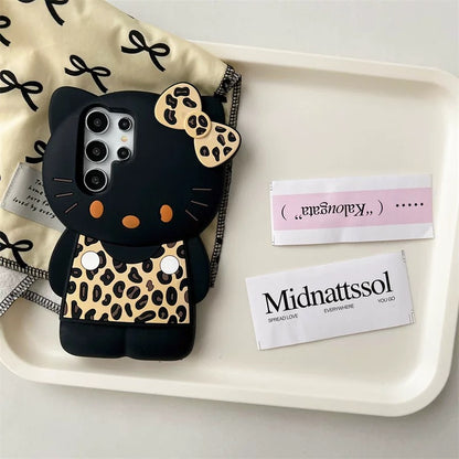 3D Cute Hellokitty Leopard Pattern Phone Case Soft Silicone Cover for Samsung Galaxy S22 S23 S24 S25 Ultra Plus A15 A125 A24 A34 A35 A55 A14 A16 A54 A26 A36 A56 iPhone 13 14 15 16 Pro Max