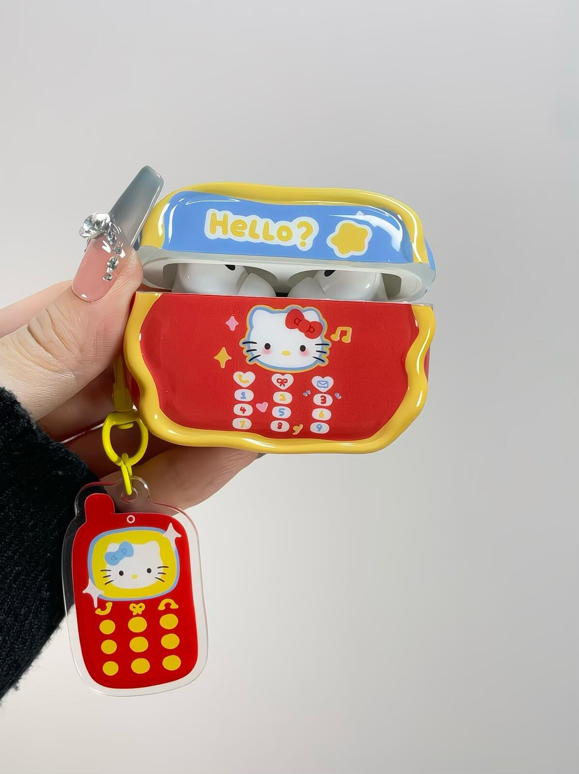 Airpods 4/3/2/1/Pro Hellokitty Case, Cute Kitty Cat 3D Cartoon Animals Full Protection Shockproof Soft Silicone Charging Case Cover for Girls Women Kids