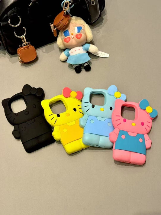 3D Vivid Colors Cartoon Case for iPhone 11 13 14 15 16 Pro Max Cute Hellokitty Kawaii Soft Silicone Animal Protective Gel Shock-proof Back Cover for Kids Women Girls