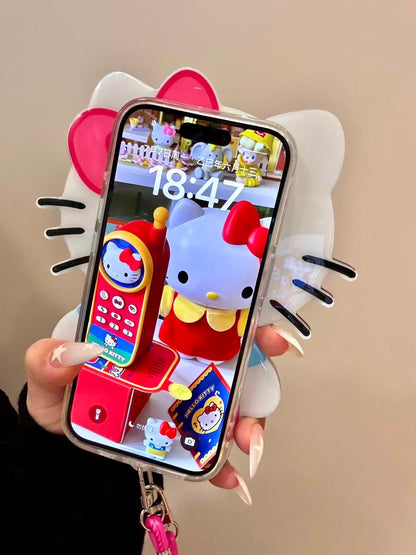 Hellokitty Cute Mirror Phone Case with Lanyard | Kawaii Phone Accessory for Girls & Women