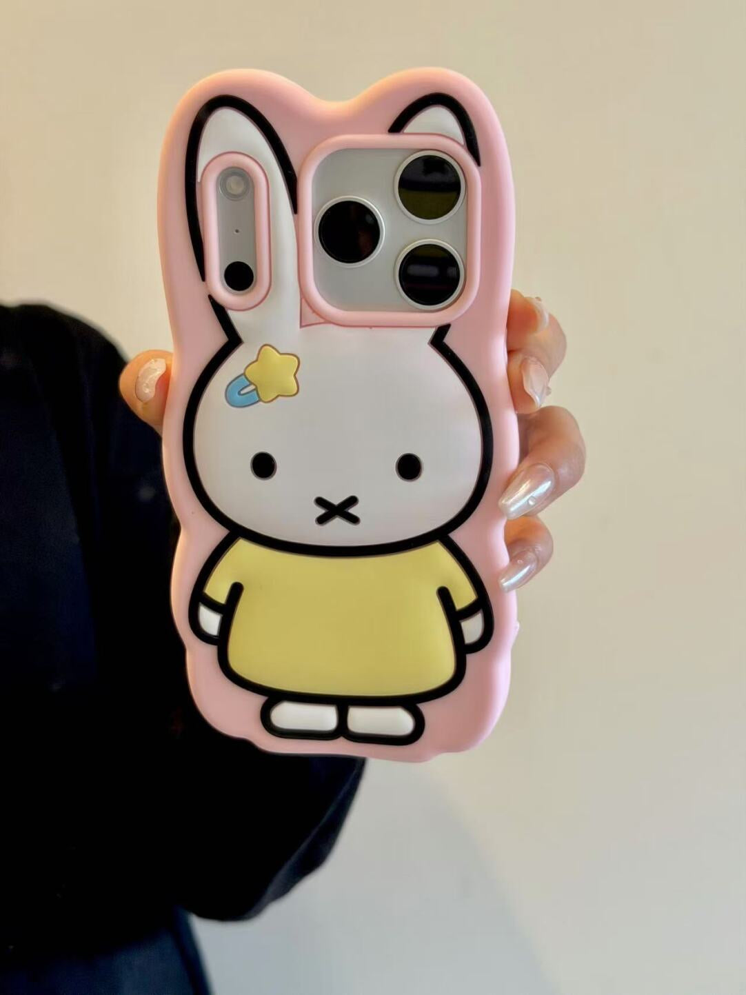 Cute Miffy Rabbit 3D Silicone Phone Case for iPhone 13 14 15 Plus 16 17 Pro Max 17 Air , Cartoon Animal Shockproof Protective Cover with Fun Design, Pink Soft TPU Case for Women Girls