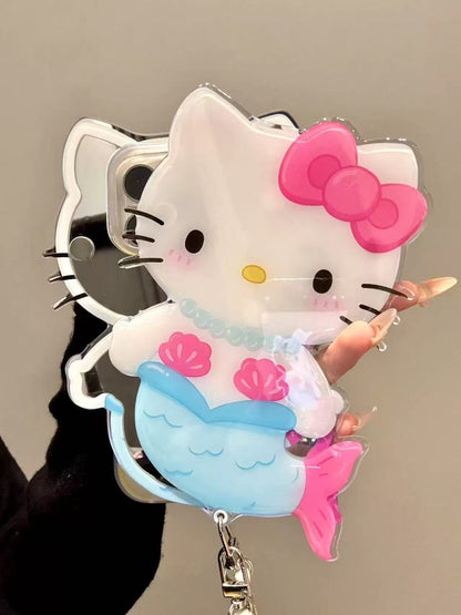 3D Mermaid - style Hellokitty Phone Case with with Lanyard | Kawaii Phone Accessory for Girls & Women