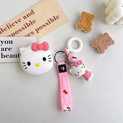 3D Soft Silicone Hellokitty AirPods Case with Keychain Charm, Offering Excellent Drop Protection