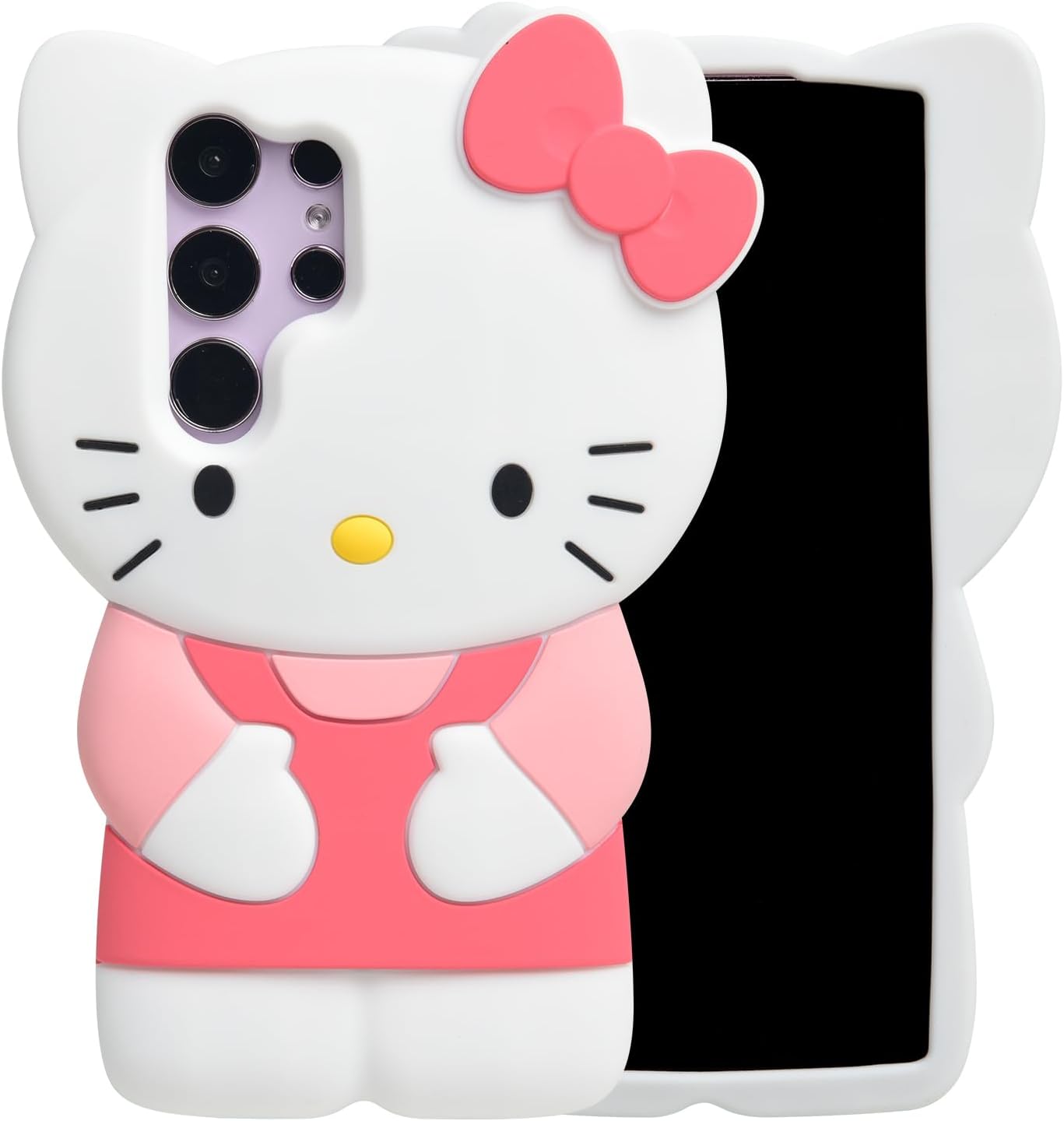 Cute Hello Kitty Case,3D Cartoon Soft Silicone Adorable,Kawaii Animal Funny Kitty Cat Cover Case for Girls Teens Kids