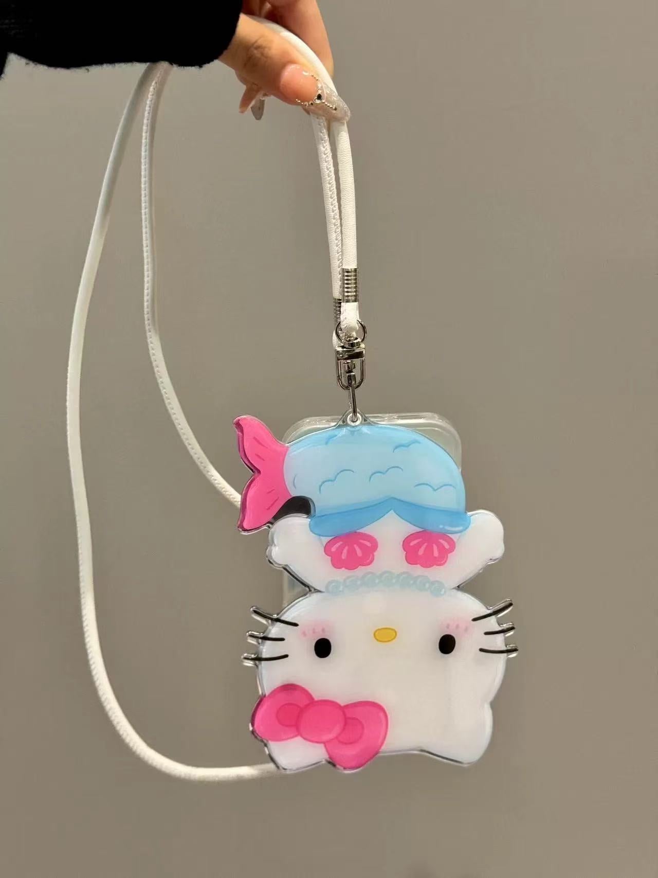 3D Mermaid - style Hellokitty Phone Case with with Lanyard | Kawaii Phone Accessory for Girls & Women