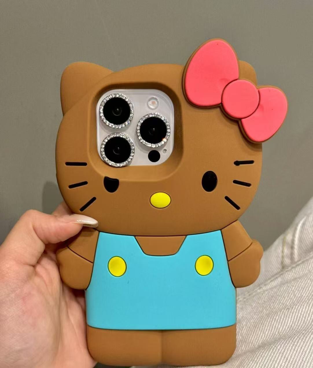 3D Vivid Colors Cartoon Case for iPhone 11 13 14 15 16 Pro Max Cute Hellokitty Kawaii Soft Silicone Animal Protective Gel Shock-proof Back Cover for Kids Women Girls