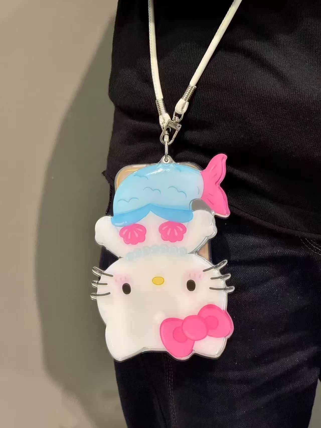 3D Mermaid - style Hellokitty Phone Case with with Lanyard | Kawaii Phone Accessory for Girls & Women