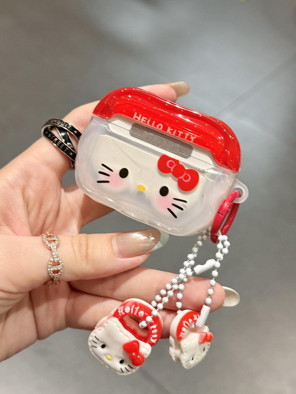Cute Hellokitty Airpods 4/3/2/1/Pro Case, Kawaii Kitty Cat 3D Cartoon Animals Full Protection Shockproof Soft Silicone Charging Case Cover for Girls Women Kids