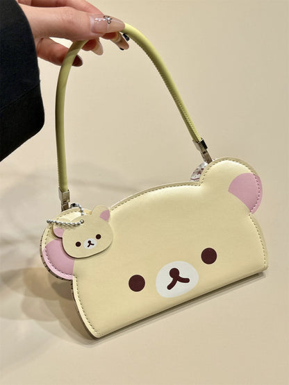 Cute Rilakkuma Bear Phone Case, 3D Cartoon Animal Shaped Leather Phone Cover with Strap, Unique Kawaii Phone Accessory
