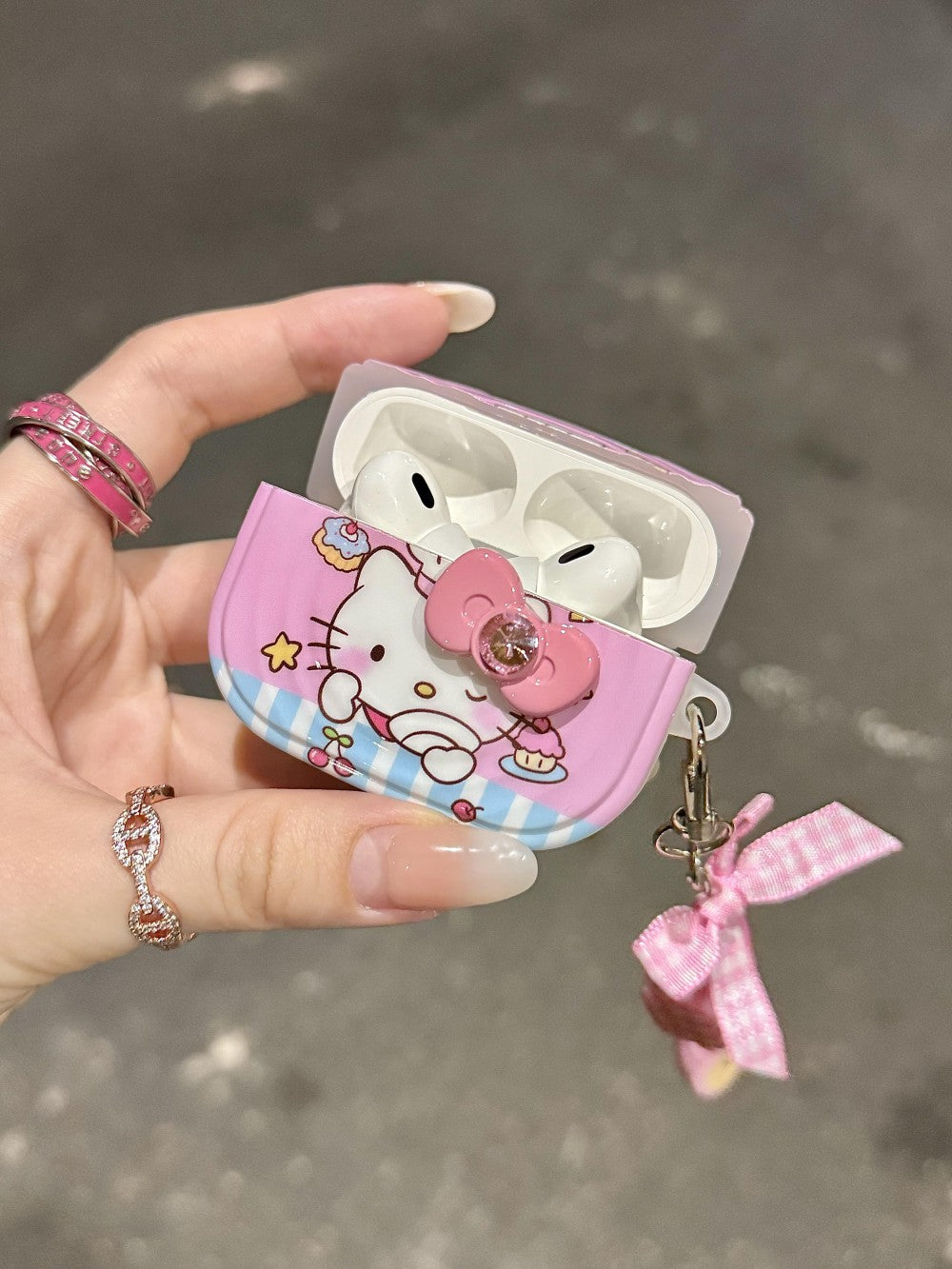 Cute Hellokitty Airpods Case,Kawaii Shockproof Case Cover for Girl Women Kids