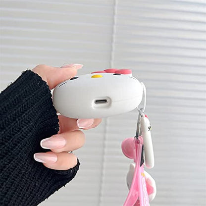 3D Soft Silicone Hellokitty AirPods Case with Keychain Charm, Offering Excellent Drop Protection