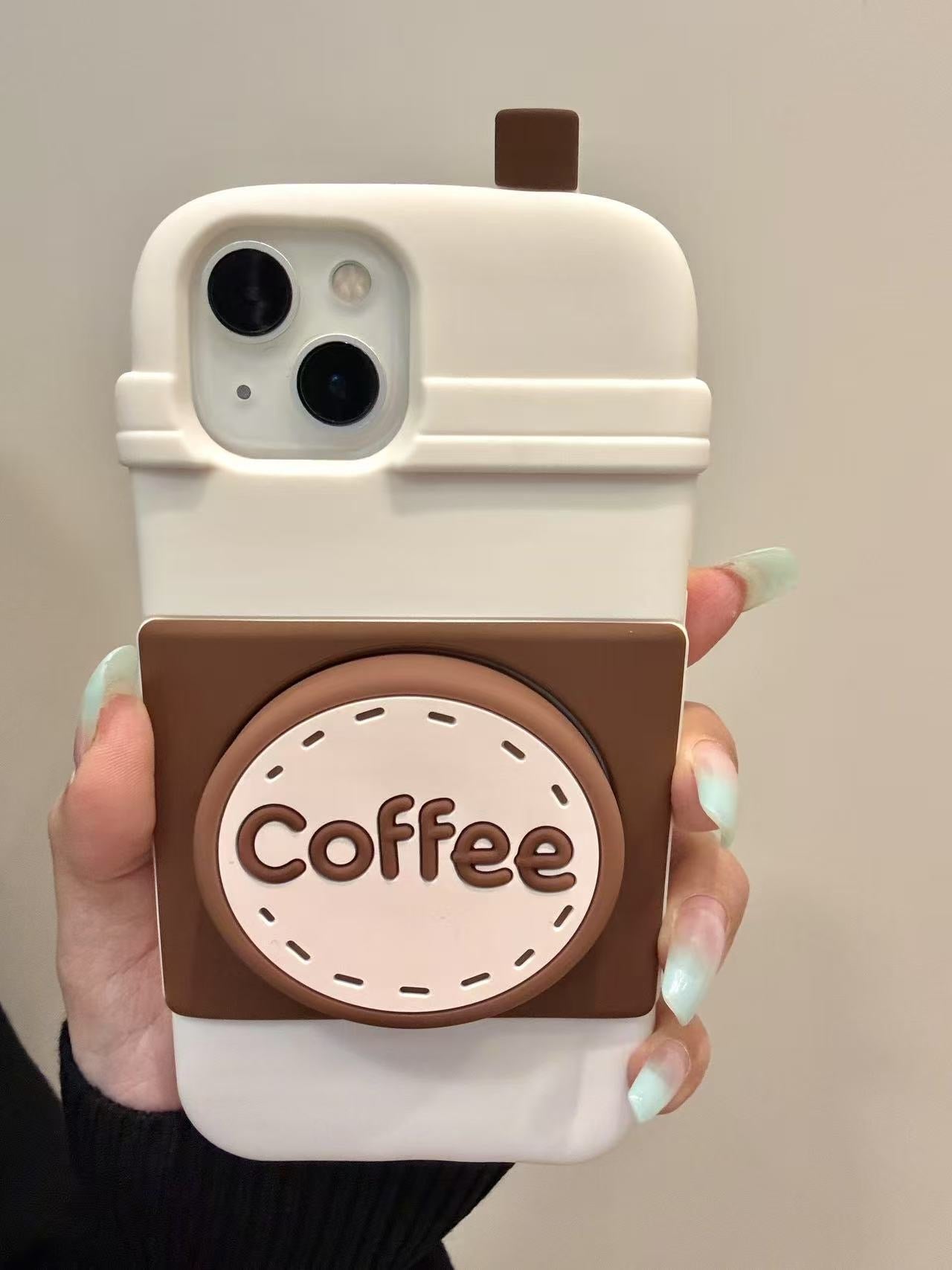 Cute Coffee Mug Phone Case with Stand Function | Adorable Coffee-Themed Phone Accessory