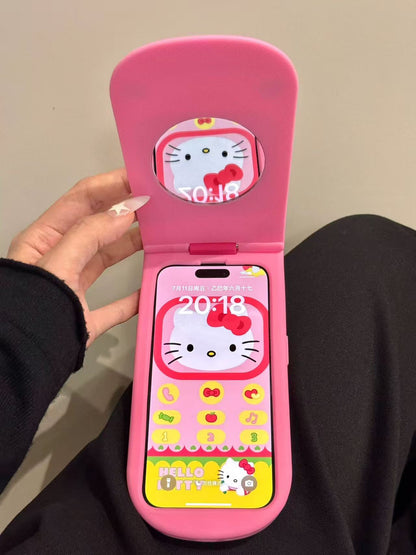3D Hellokitty - themed Pink Flip - style Silicone Phone Case for iPhone 12/13/14/15/16 Pro Max